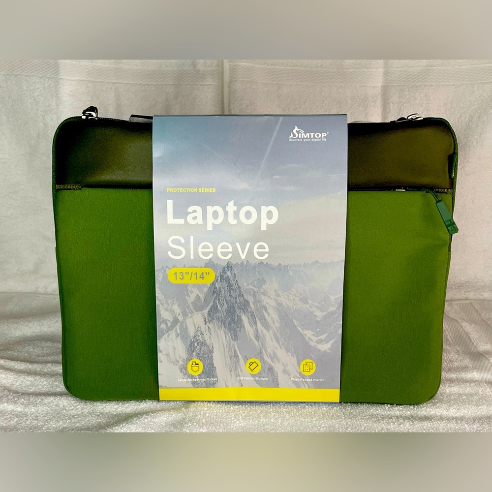 Laptop Sleeve - Green 13-14inch W/ Handles  - MacBook Air HP Dell